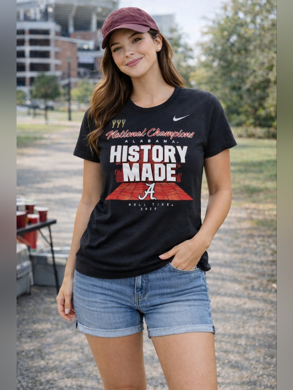 Nike Alabama National Champions 2020 “History Made” Tee Black Women’s XL Athleti